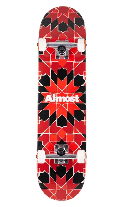 Almost Tile Pattern Red Skateboard 7.75in