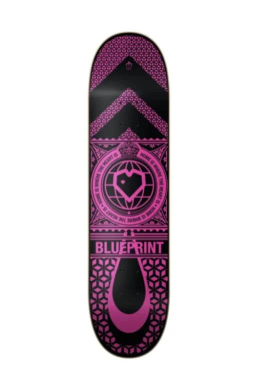 Blueprint Home Heart Black/Pink Skateboard Deck - 7.875"