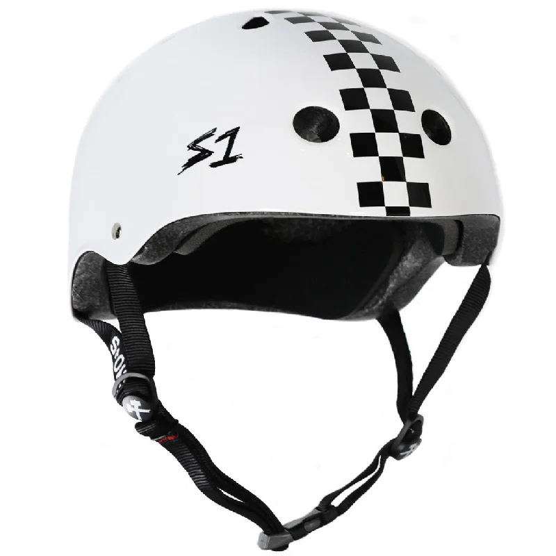 S-One Mega Lifer Helmet - White Gloss/Black Checkers