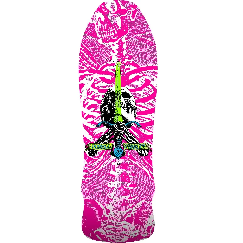 Powell Peralta GeeGah Skull and Sword Skateboard Deck -  9.75" Hot Pink