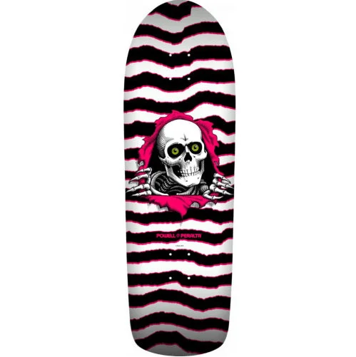 Powell Peralta Old School Ripper White, Pink Reissue Skateboard Deck 9.89"