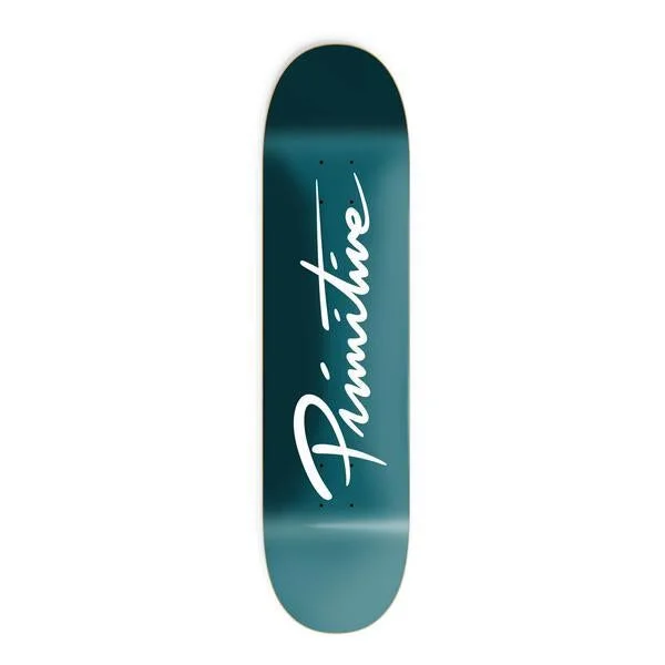 Primitive Nuevo Script Core Skateboard Deck Teal  - 7.75