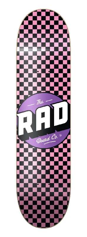 Rad Checker Skateboard Deck Black/Pink 7.75"