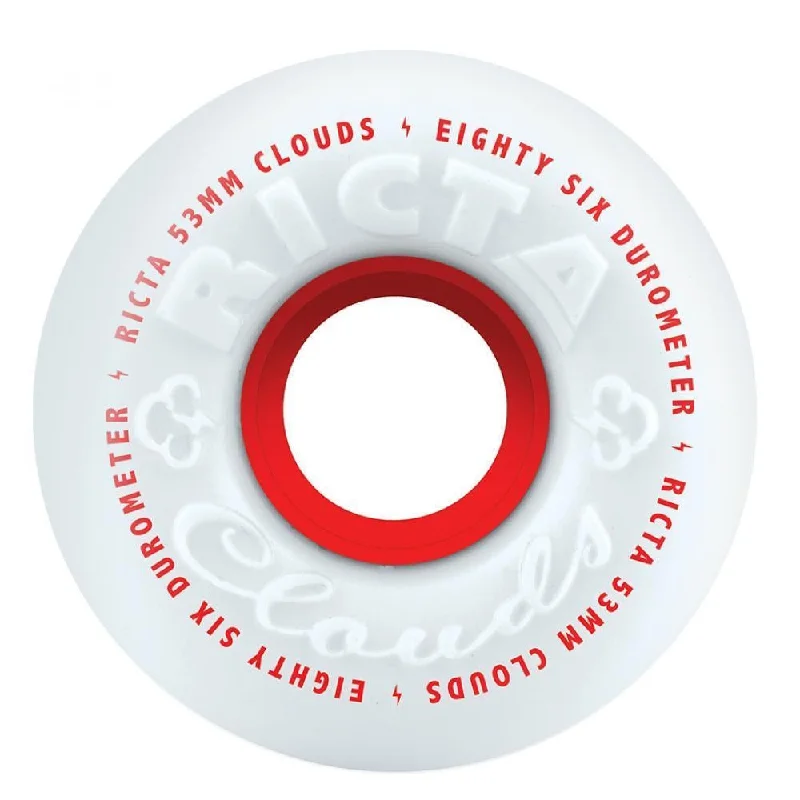 Ricta Wheels Clouds Skateboard Wheels 86A White Red 55mm