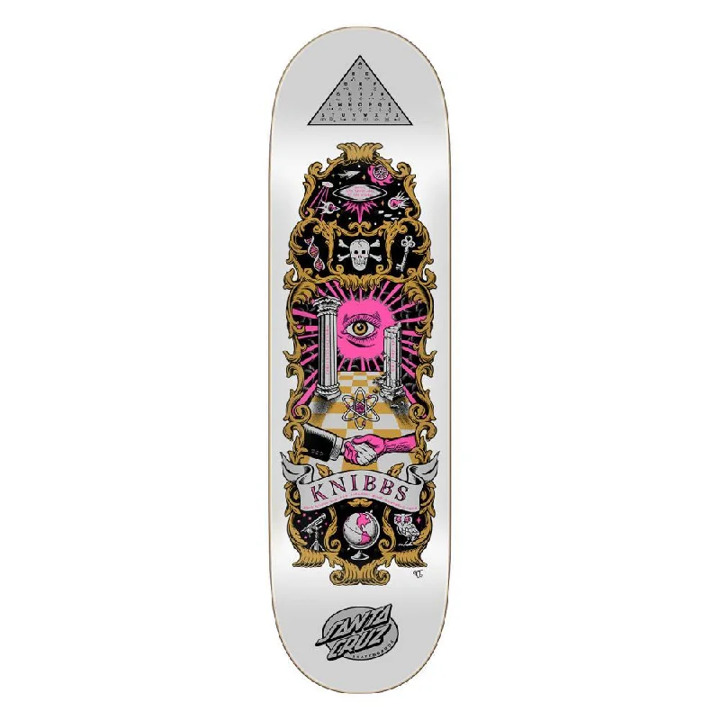 Santa Cruz Pro Skateboard Deck Knibbs Cryptic White/Pink/Yellow 8.5"