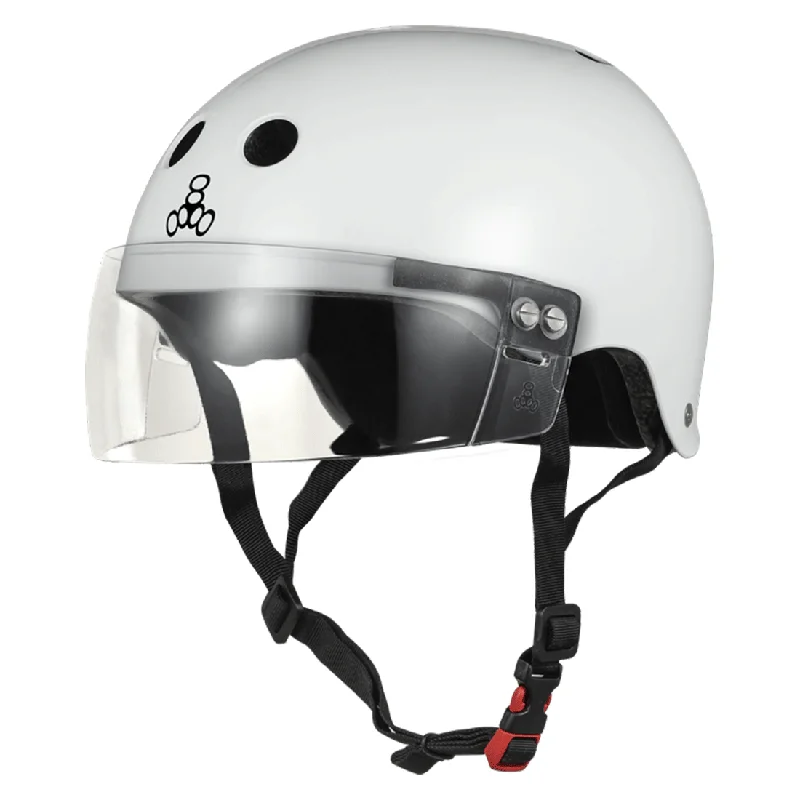 Triple 8 THE Cert SS Visor Helmet - White Gloss