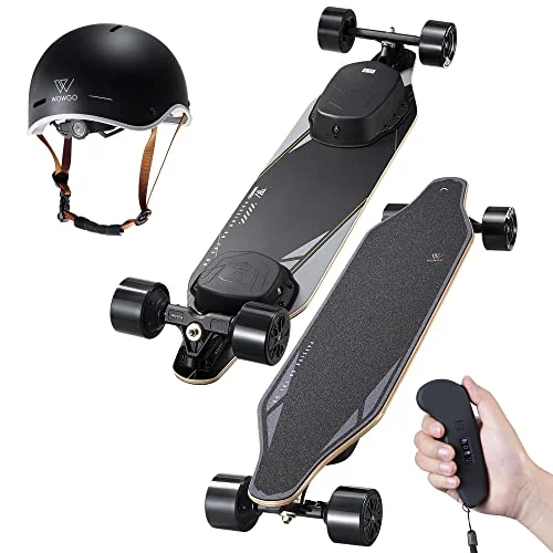 WOWGO Electric Skateboard 29MPH Top Speed Longboard with Dual 550W Motors for Adults Teens, Long Range 14.3 Miles Fast E Skateboards with Safe M Helmets